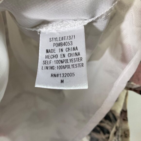 Womens Entro Floral Top Sleeveless Tie Neck Lined Tan Pink M‎ - Picture 7 of 7